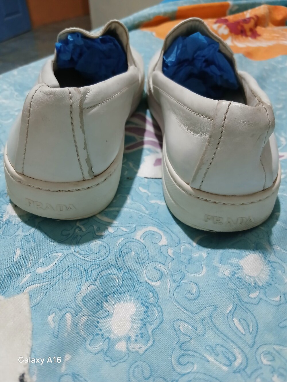 PRADA Solid White Leather Women’s Shoes Slip On Sneakers Size 37. US7 - Picture 5 of 10